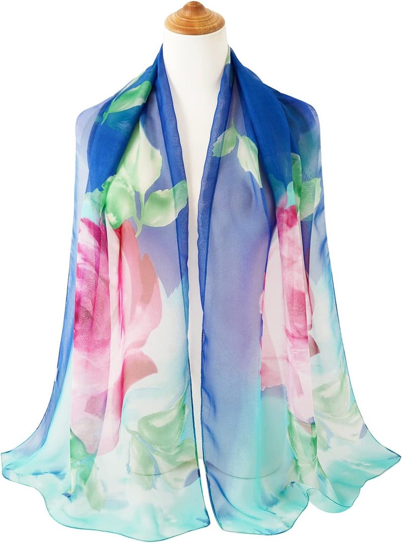 E-Clover Women Soft Floral Print Shawl Chiffon Sheer Scarf - Image 4